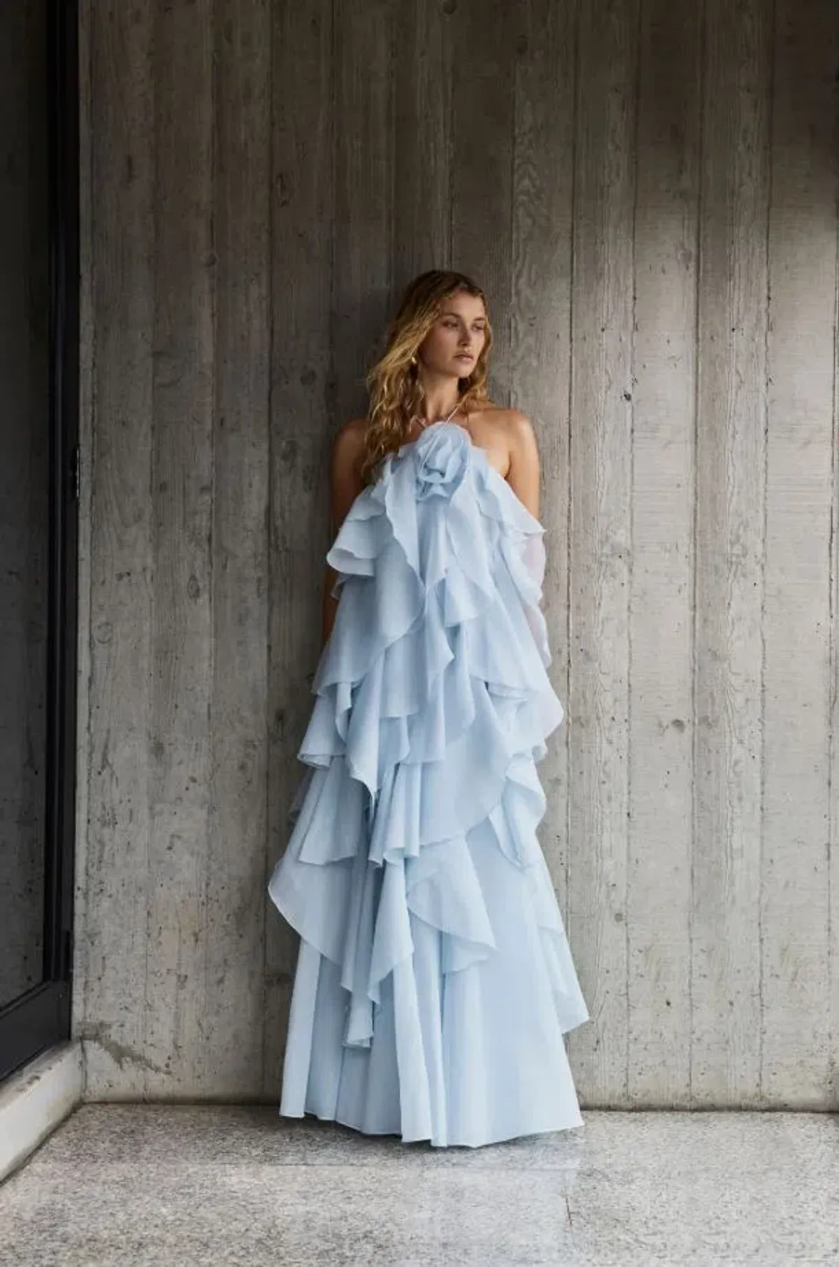 Aje Pandorea Layered Maxi Dress Silver Blue Size AU 8 - Image 3