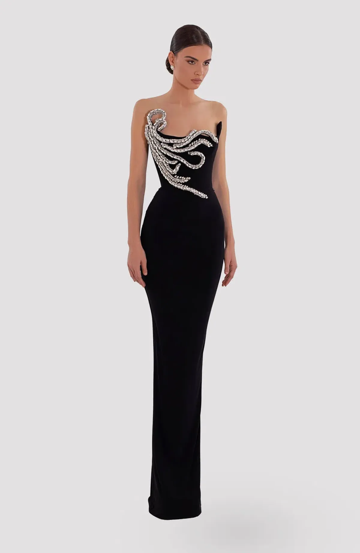 Ablina Dyla Embroidered Corset Black Dress Size 8 for rent on The Volte - main image