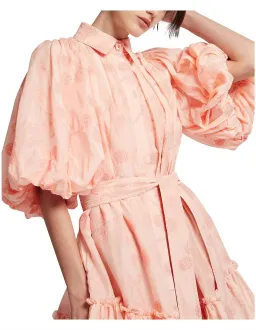 Aje Textural Puff Sleeve Mini Dress Peach Size 10 for rent on The Volte - image 2