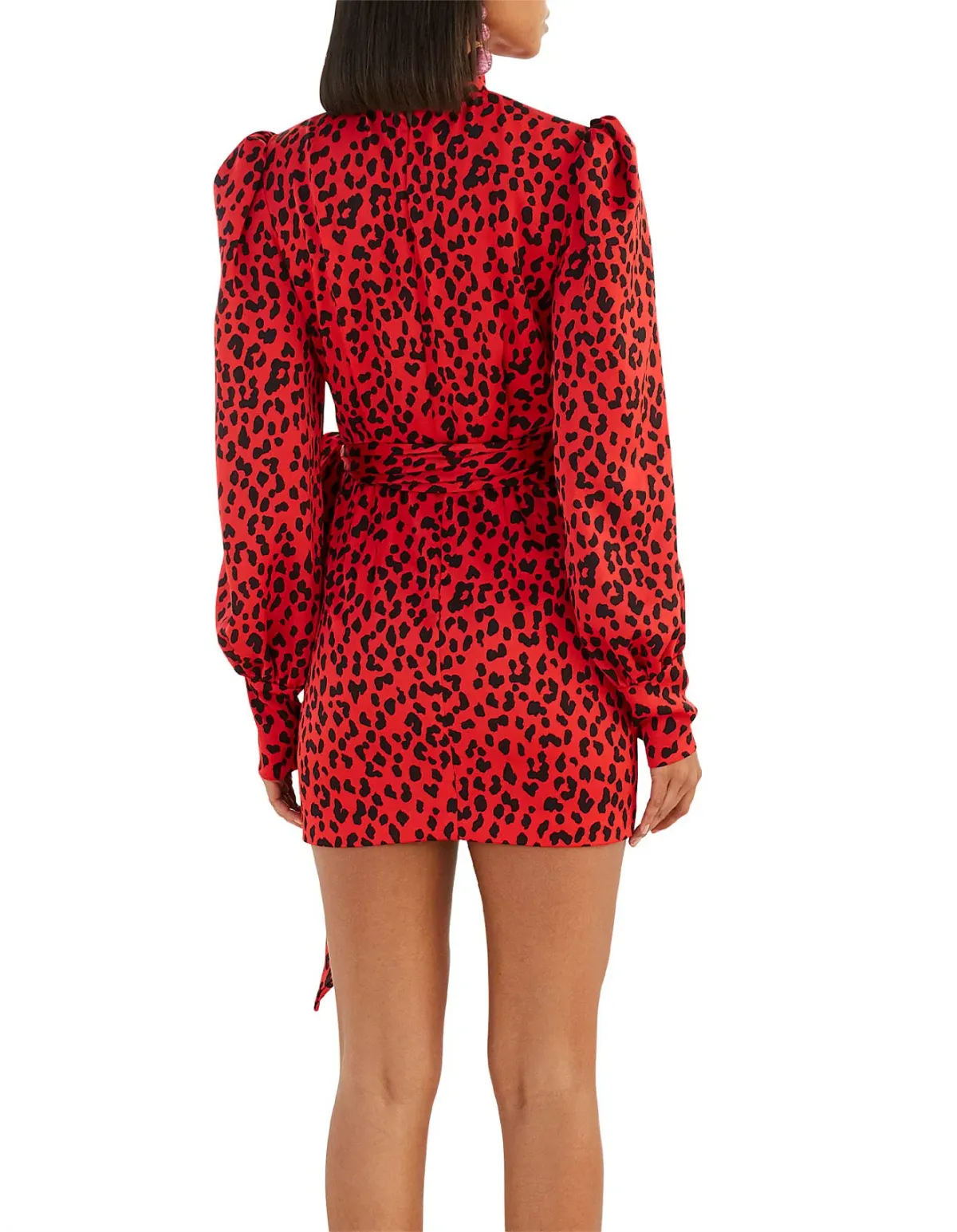 BY JOHNNY RED LEOPARD CUFF MINI DRESS PRINT SIZE - Image 2