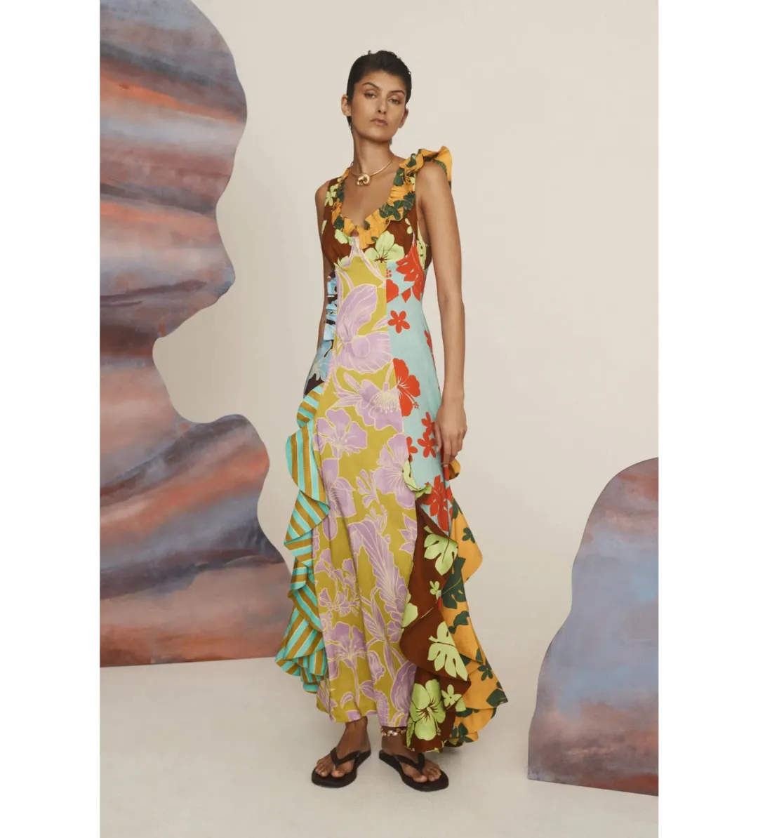 Alemais Poppy Spliced Midi Floral Dress Size 10 for rent on The Volte - main image