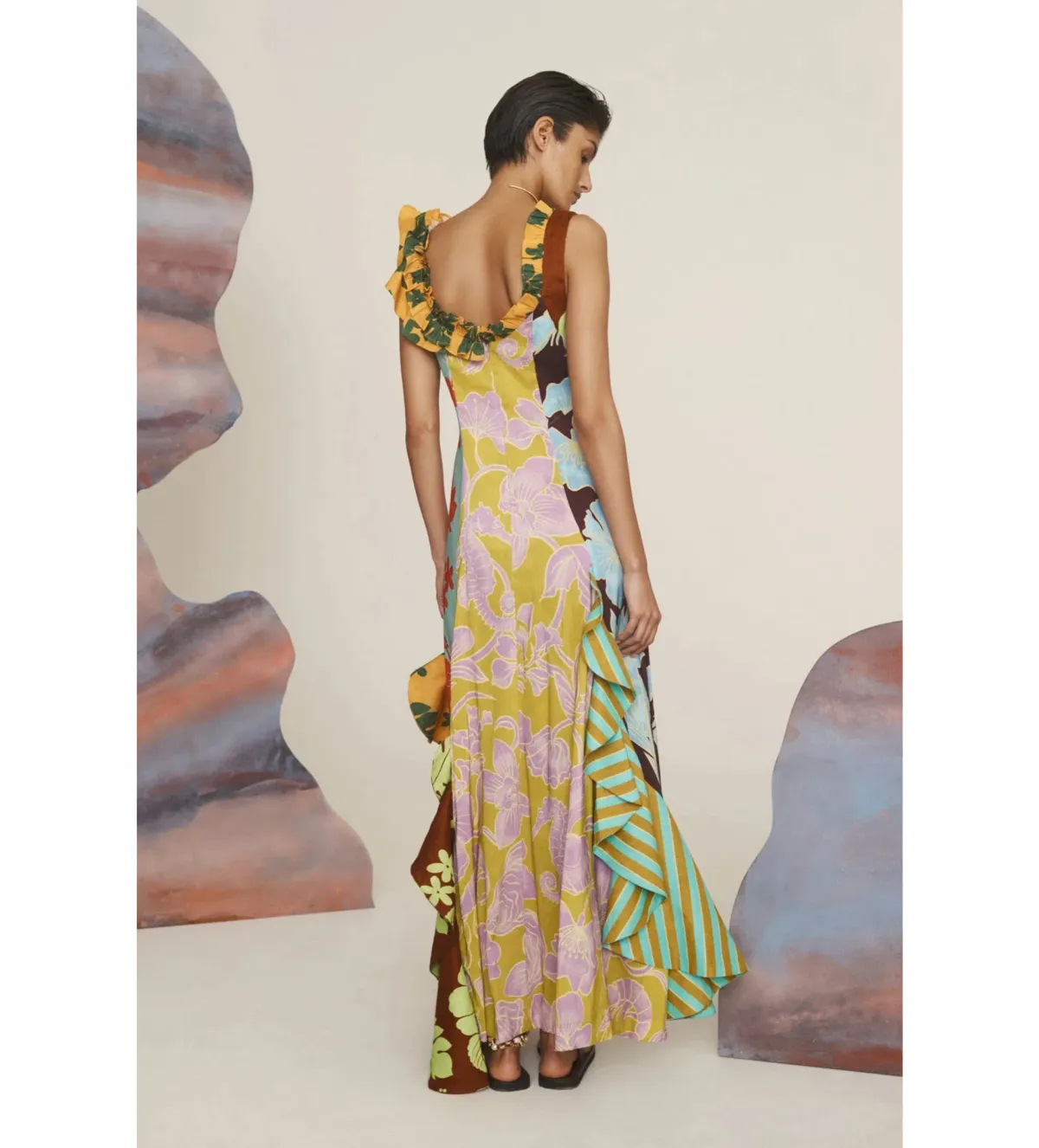 Alemais Poppy Spliced Midi Floral Dress Size 10 - Image 3