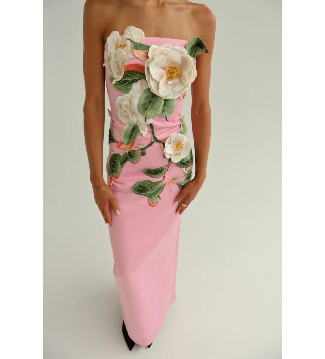 Leo Lin Rayna Appliqué Floral Bustier Maxi Dress Camelia Print AU10 for rent on The Volte - main image