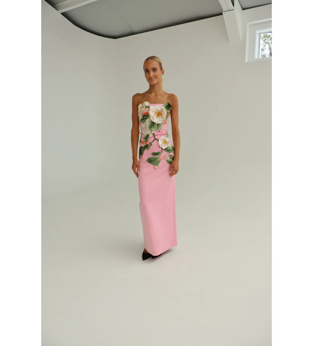 Leo Lin Rayna Appliqué Floral Bustier Maxi Dress Camelia Print AU10 for rent on The Volte - main image