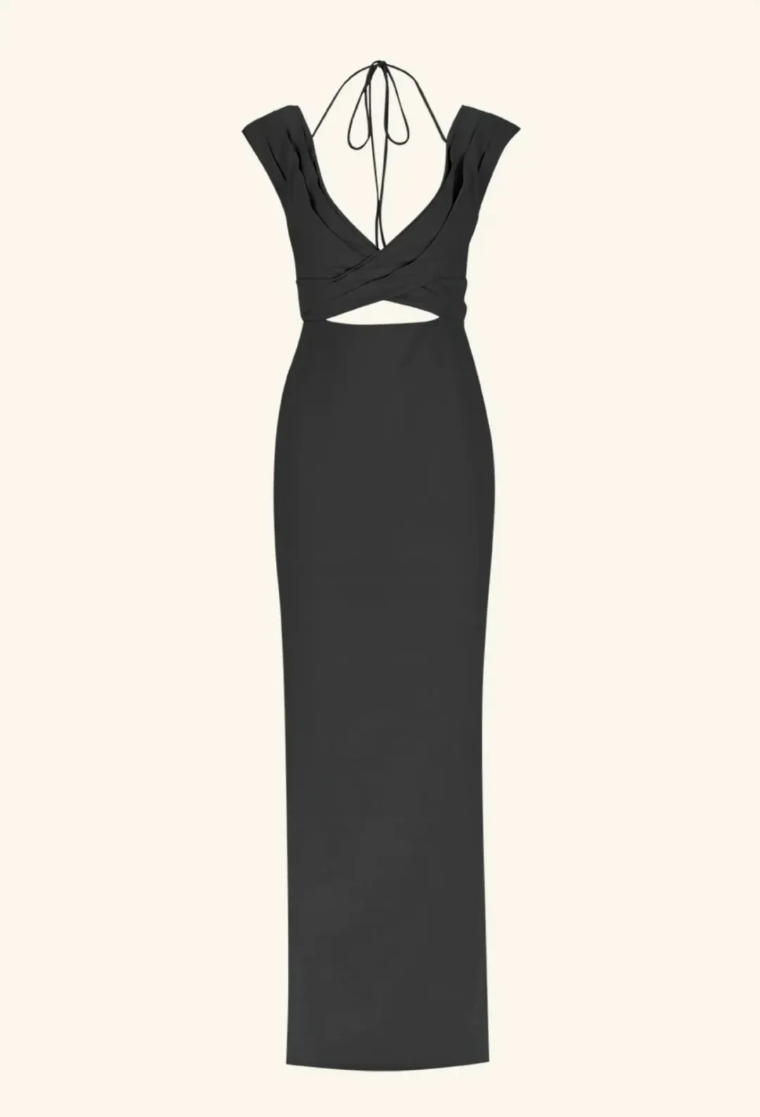 Shona Joy Lani Cross Front Ruched Maxi Dress Black Size 8 for rent on The Volte - main image