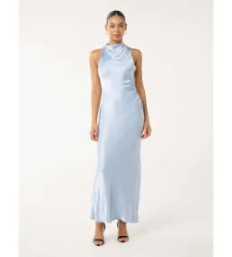 Forever New Michelle Open-Back Satin Maxi Dress Blue Size 12 for rent on The Volte - image 1