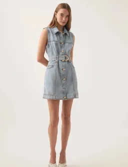 Aje Ray Denim Mini Dress Size 8 for rent on The Volte - image 1
