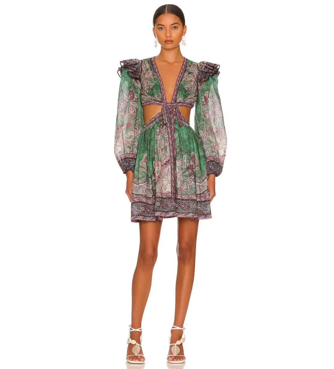 Zimmermann Anneke Ruffle Mini Dress Floral Size 1/AU 10 for rent on The Volte - main image