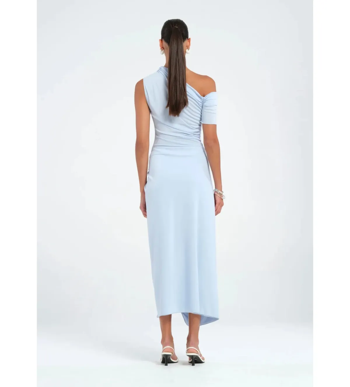 Benni Cleo One Shoulder Maxi Dress in Sky Blue Size AU 8 - Image 3