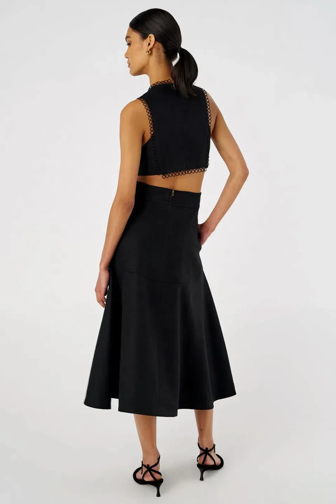 Oroton Lace Flower Midi Dress Black Size AU 6 for rent on The Volte - main image