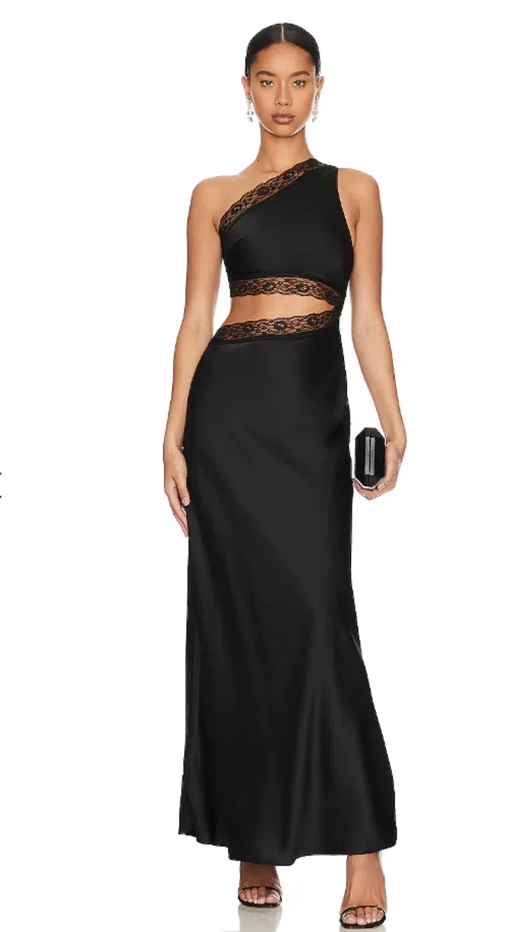 MISHA Jillian Silk Maxi Dress Black Size 10 for rent on The Volte - main image