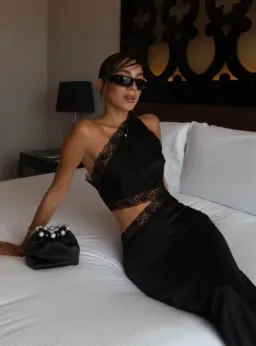 MISHA Jillian Silk Maxi Dress Black Size 10 for rent on The Volte - image 3