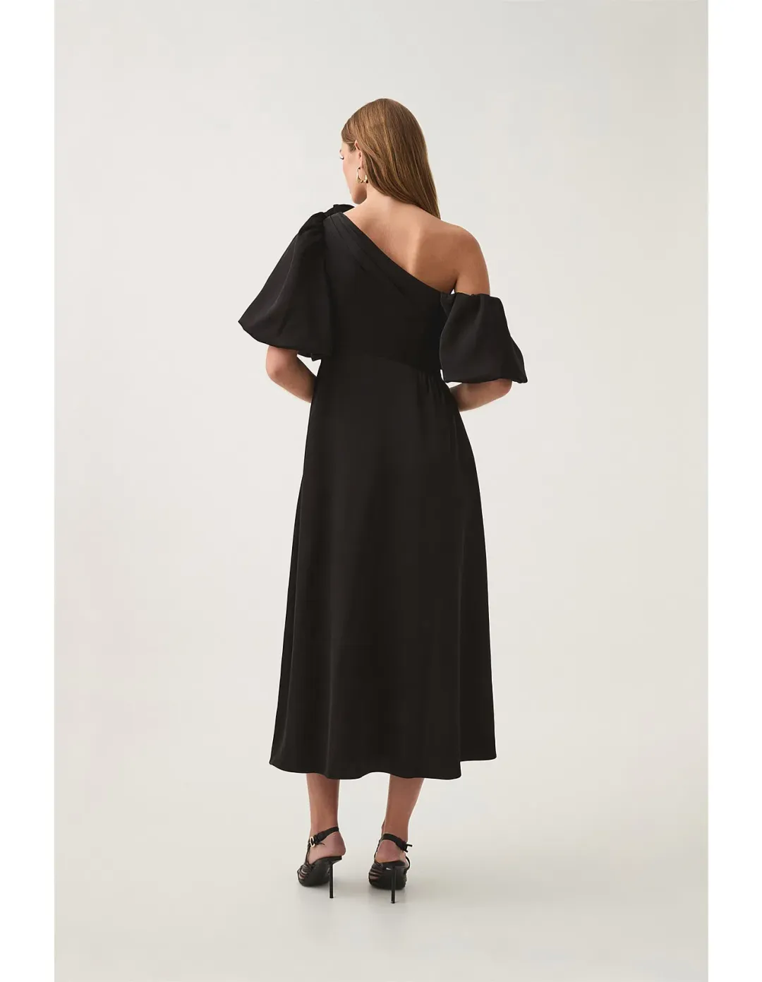 Aje Magnetic Draped Midi Dress Black Size AU 8 for rent on The Volte - main image