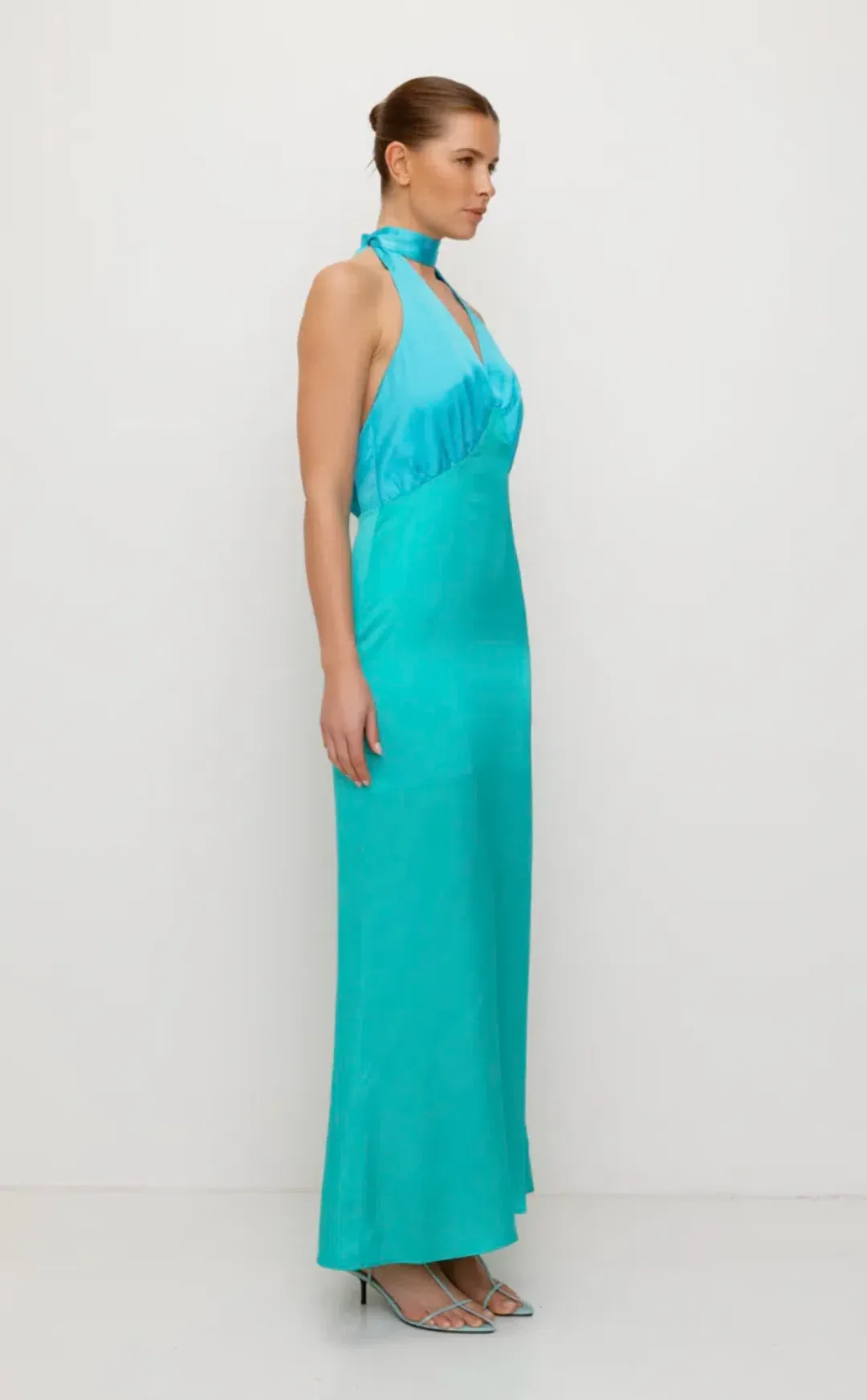 The Wolf Gang Oahu Slip Maxi Dress Aquamarine Size L/AU 12 for rent on The Volte - main image