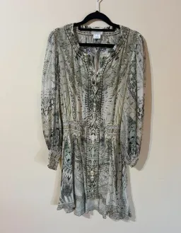 Camilla Lace Up Shirred Waist Mini Dress Daintree Dreaming Print Size S/AU 10 for rent on The Volte - image 4