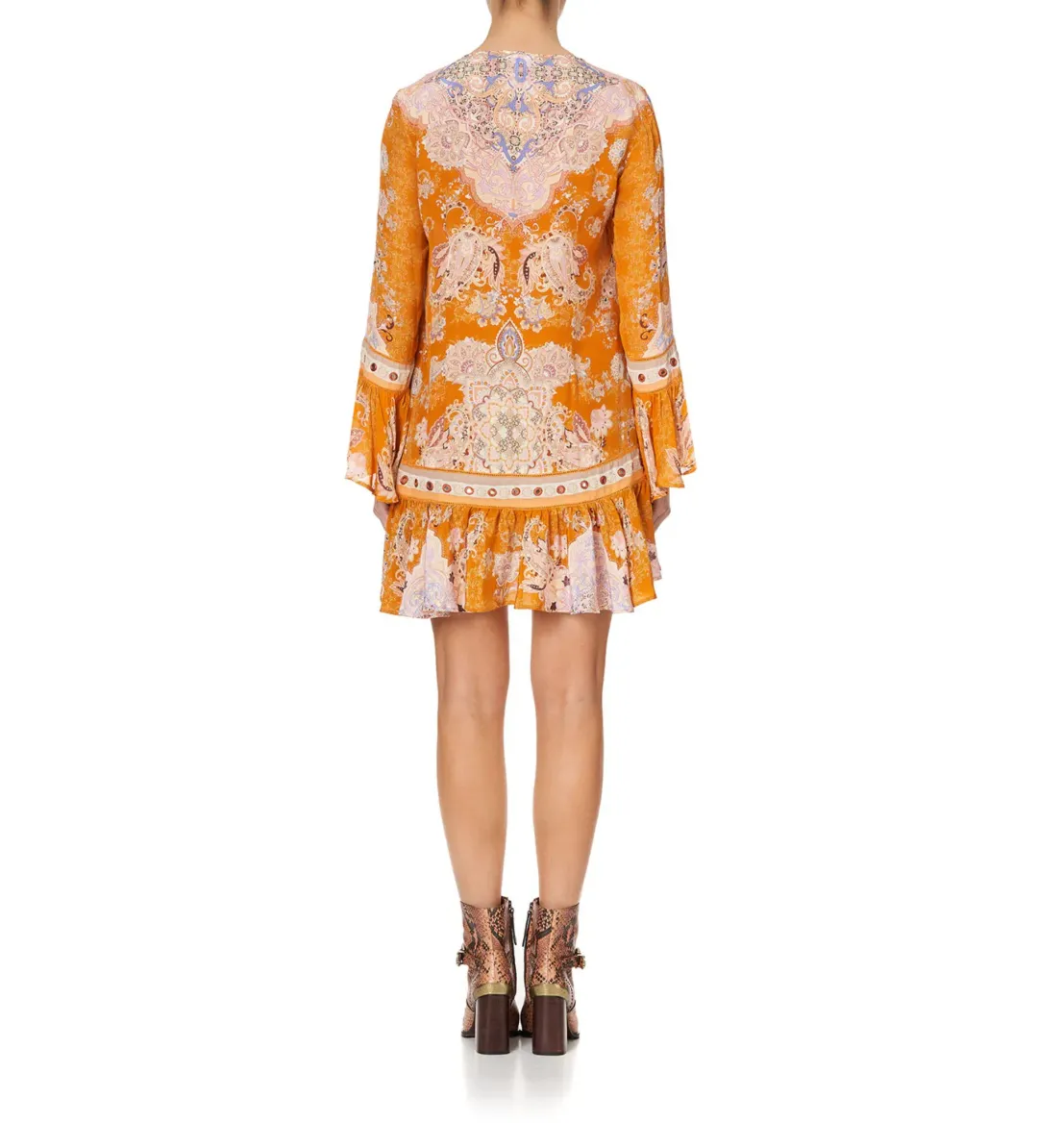 Camilla Marrakesh Maiden Frill Hem Long Sleeve Dress Orange Size S / AU 10 for rent on The Volte - main image