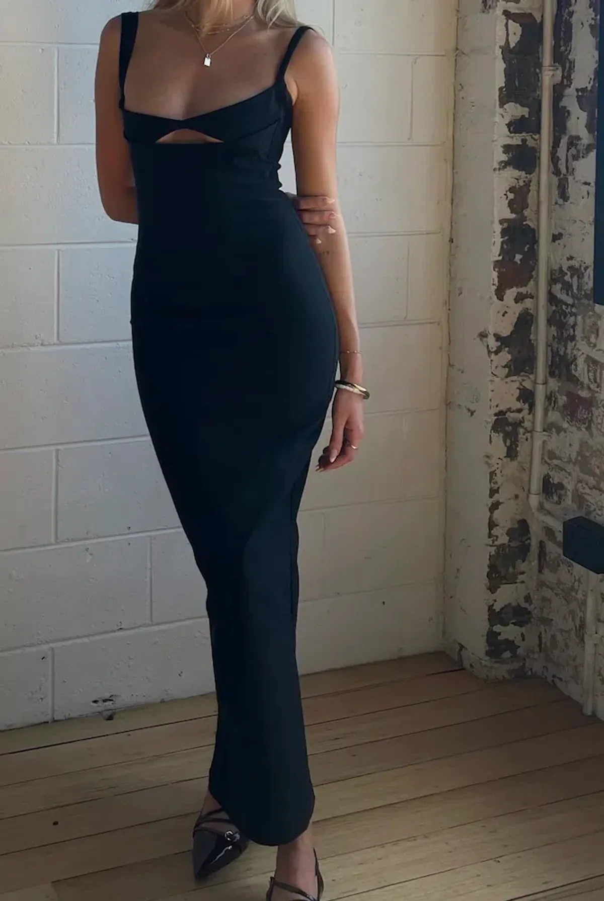 Madison Grace The Bianco Maxi Dress Black Size AU 8 for rent on The Volte - main image