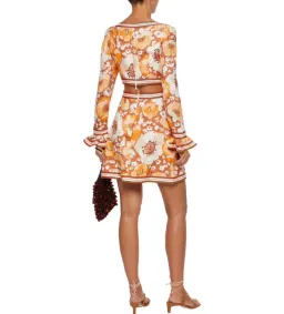 Zimmermann Super Eight Ribbon Mini Dress in Toffee Poppy Size 3 for rent on The Volte - image 2