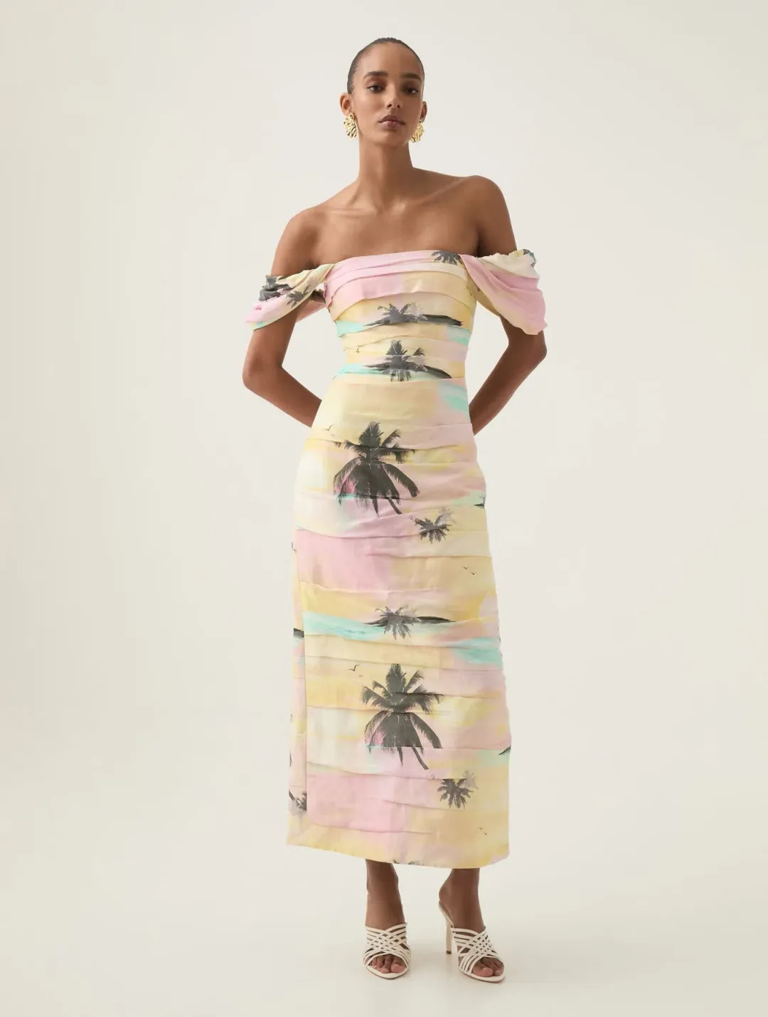 Aje Zara Gathered Midi Dress in Sunset Sky Size 14 for rent on The Volte - main image