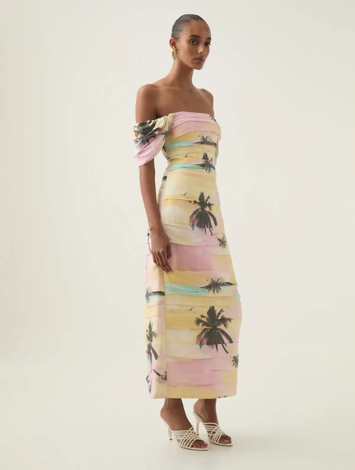 Aje Zara Gathered Midi Dress in Sunset Sky Size 14 - Image 2