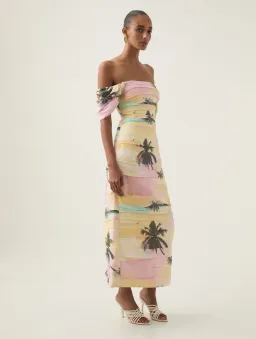 Aje Zara Gathered Midi Dress in Sunset Sky Size 14 for rent on The Volte - image 2
