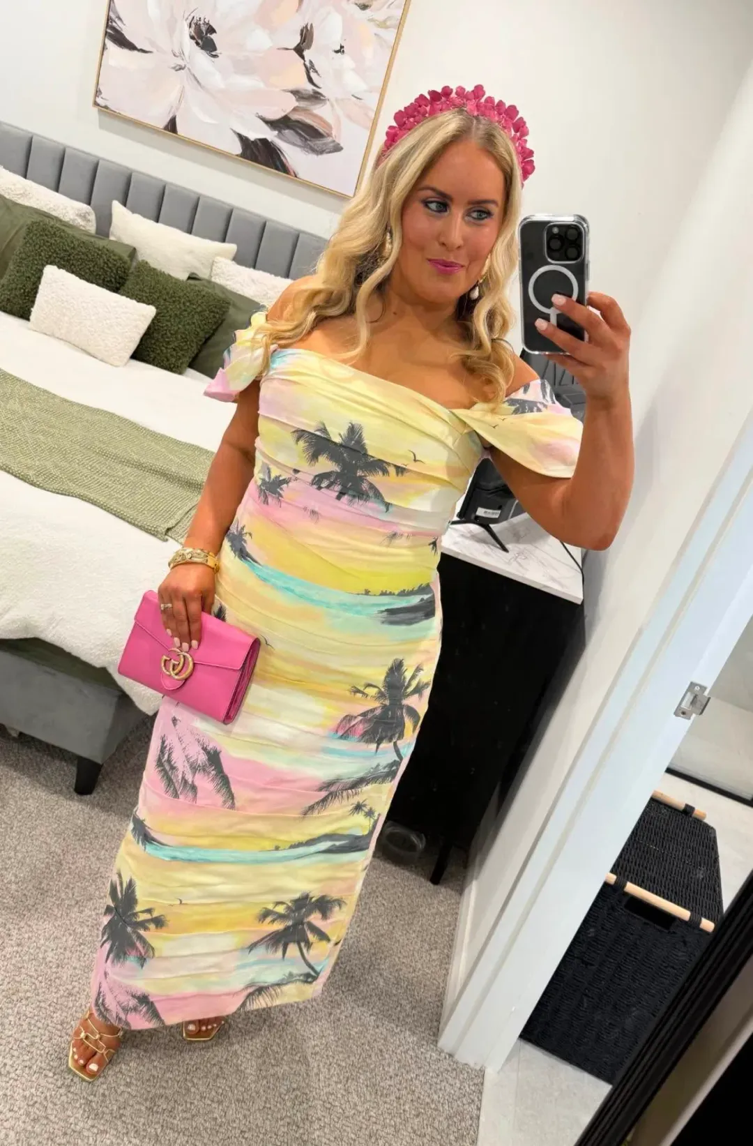 Aje Zara Gathered Midi Dress in Sunset Sky Size 14 for rent on The Volte - main image