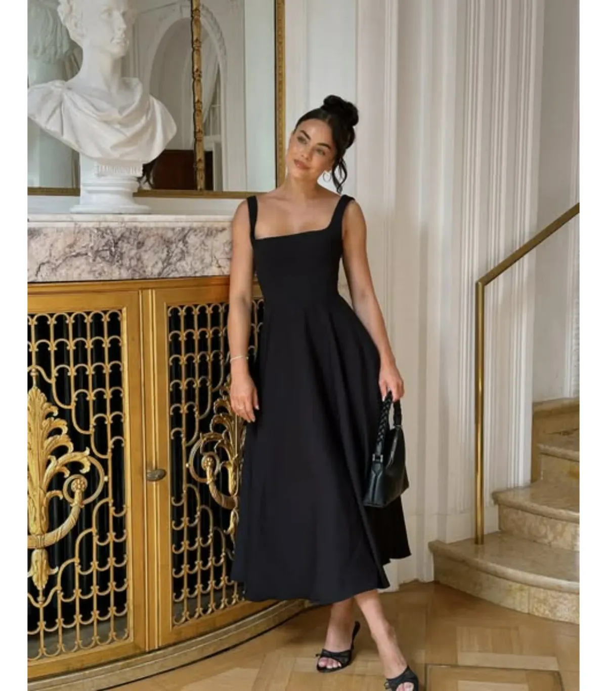 Odd Muse The Ultimate Muse High Waist Square Neck Midi Dress Black Size M / AU 10 - Image 4