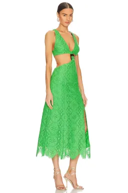 Alice Mccall Yvonne Lace Midi Cut Out Dress Green Size AU 12 for rent on The Volte - image 3