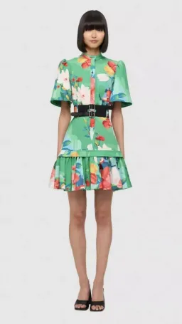 Leo Lin Shirt Dress Lilypad Florescene Mini Green Size AU 6 for rent on The Volte - image 4