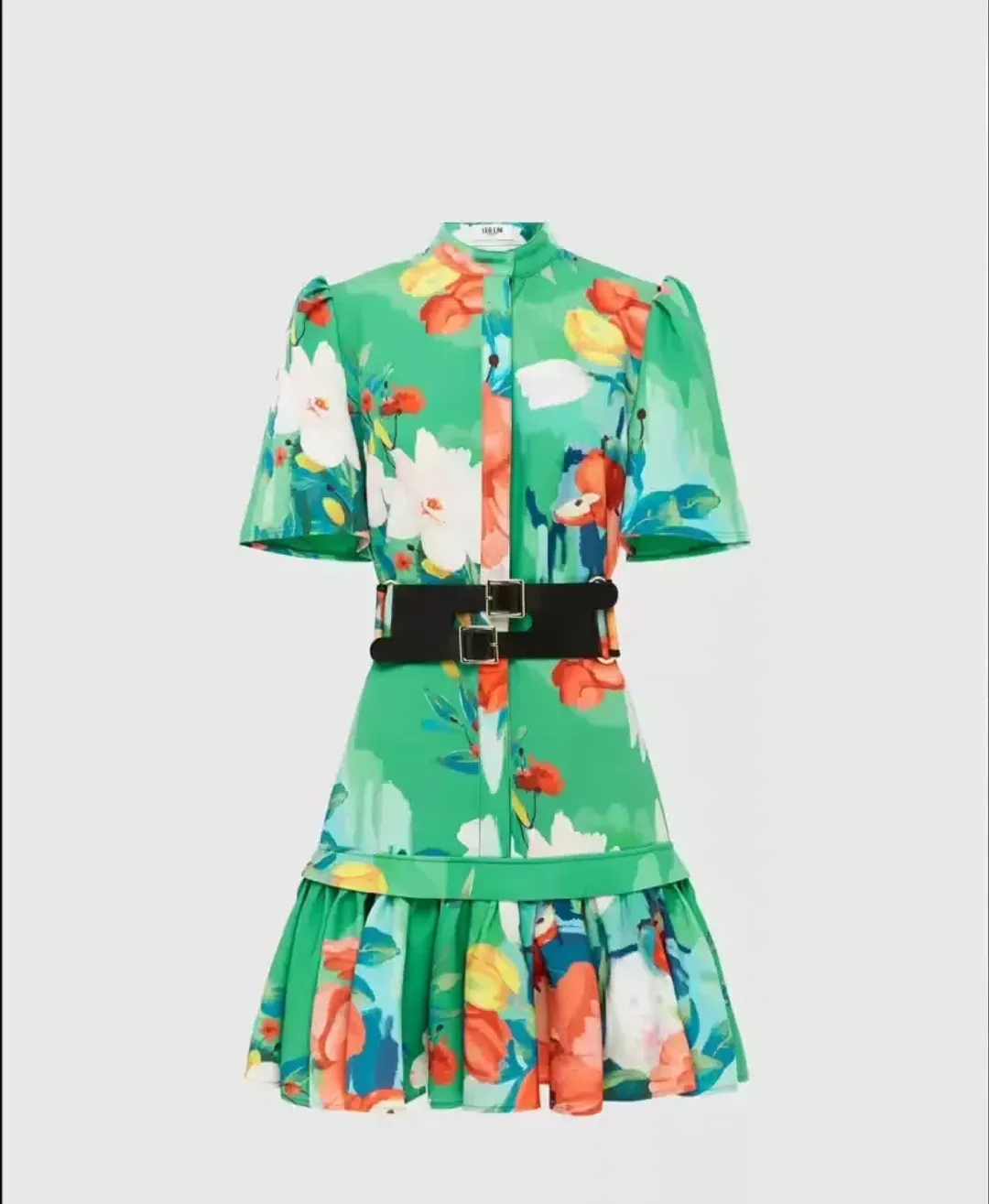 Leo Lin Shirt Dress Lilypad Florescene Mini Green Size AU 6 for rent on The Volte - main image
