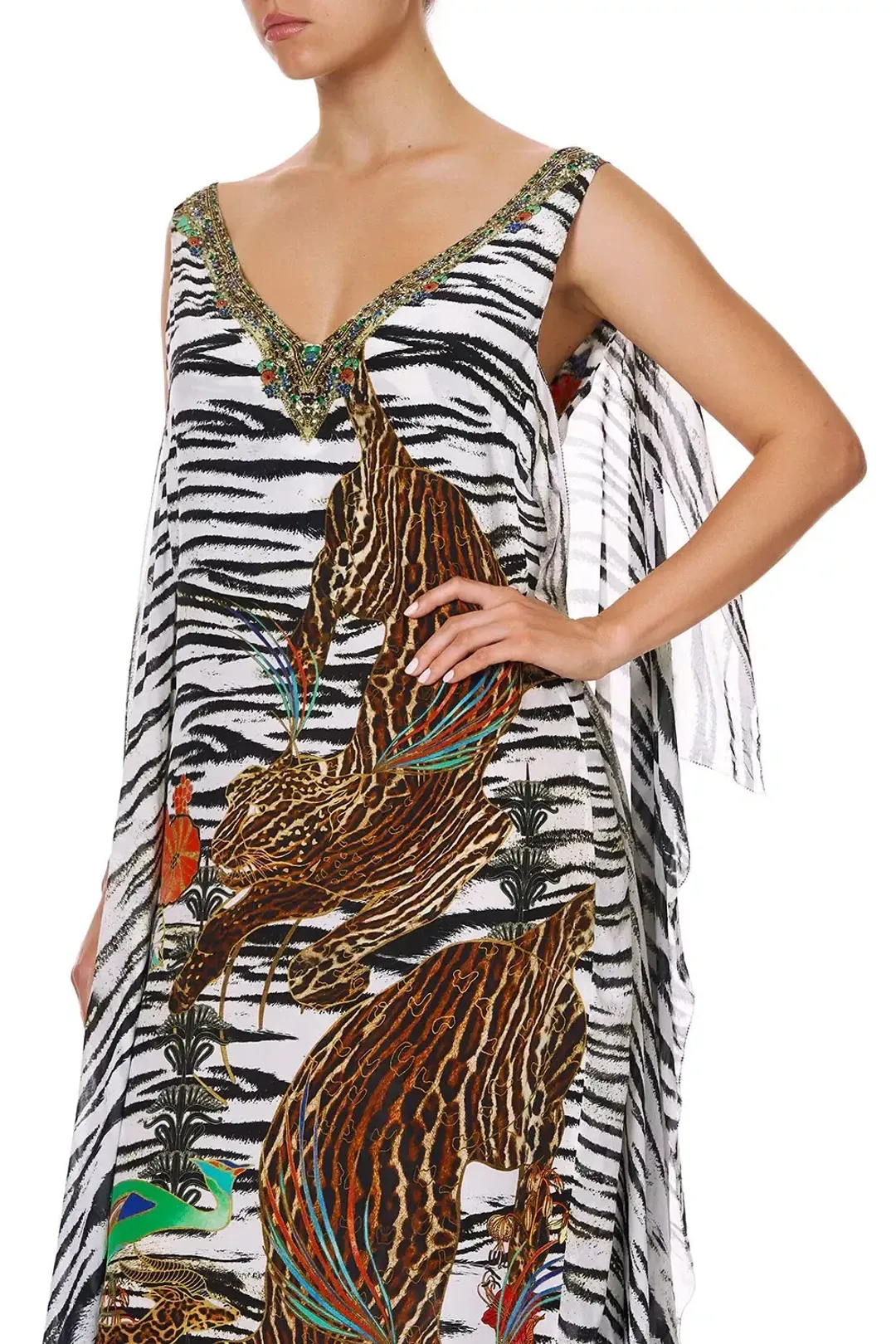 Camilla Cosmic Conflict Maxi Silk Dress Kaftan Size 14 for rent on The Volte - main image