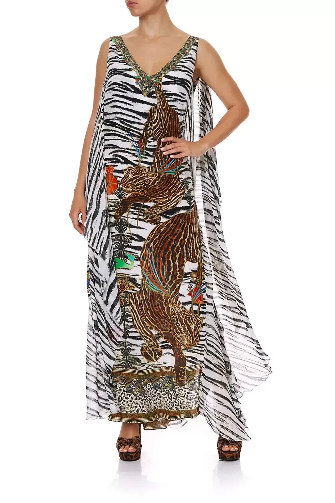Camilla Cosmic Conflict Maxi Silk Dress Kaftan Size 14 for rent on The Volte - main image
