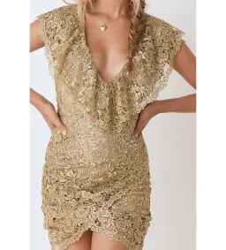Spell Nina Shift Mini Dress Bronze Size S/AU 8 for rent on The Volte - image 3