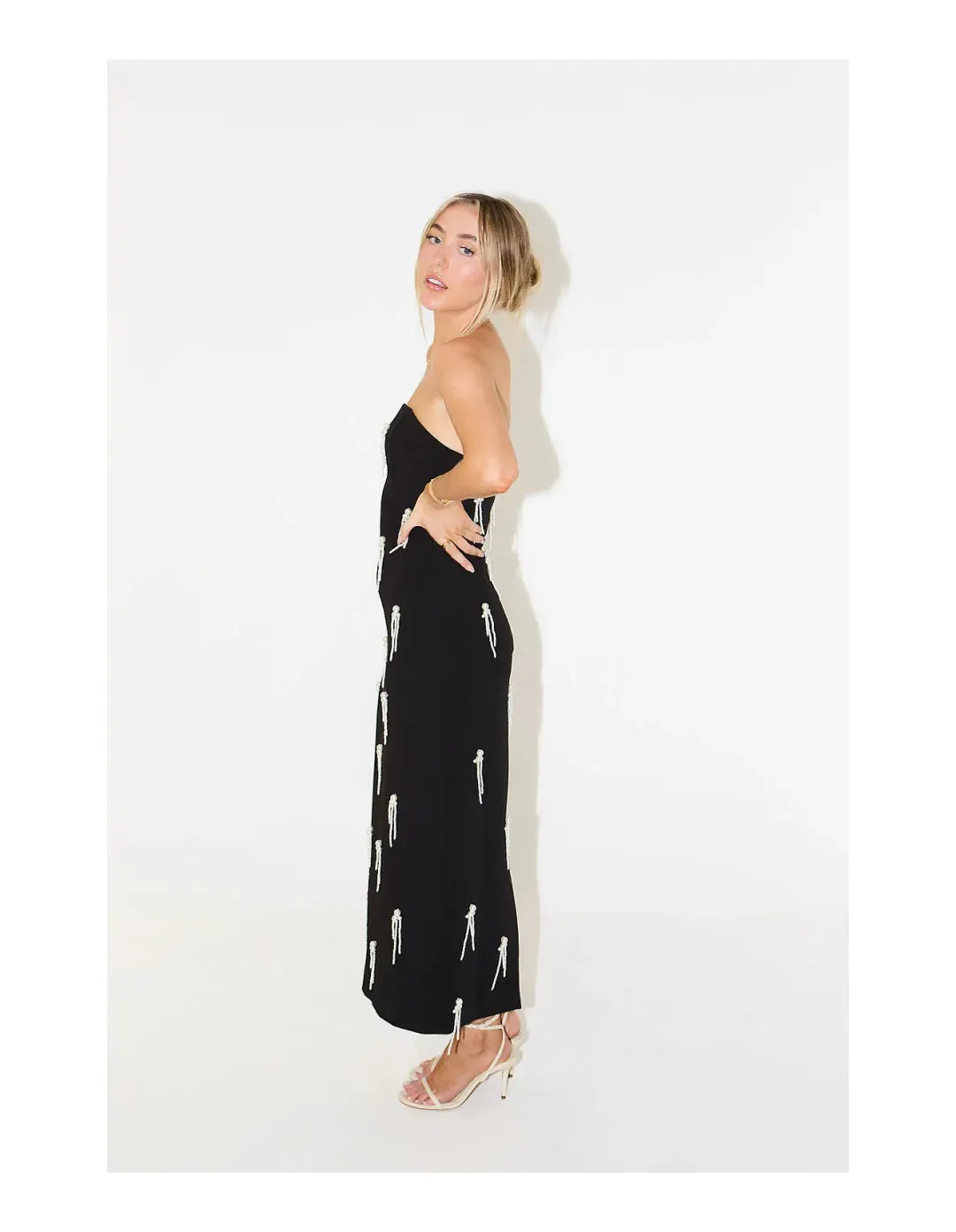 Odd Muse The Ultimate Muse Embellished Midi Dress Black Size S / AU 8 for rent on The Volte - main image