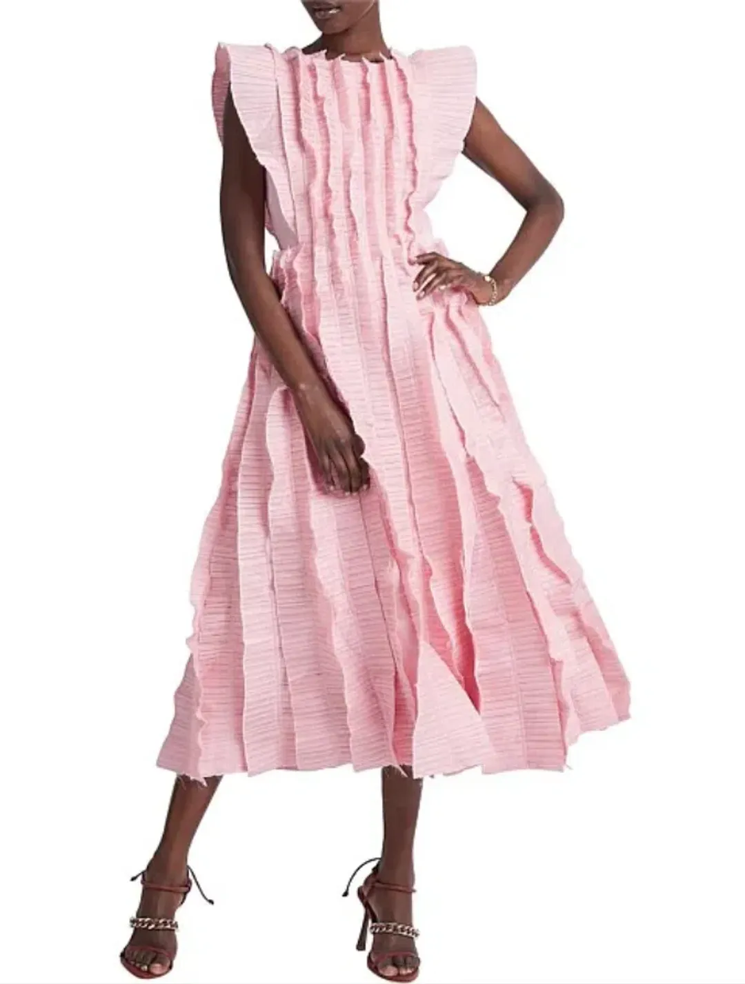 Aje Hybrid Midi Dress Rose Pink Size 10 for rent on The Volte - main image