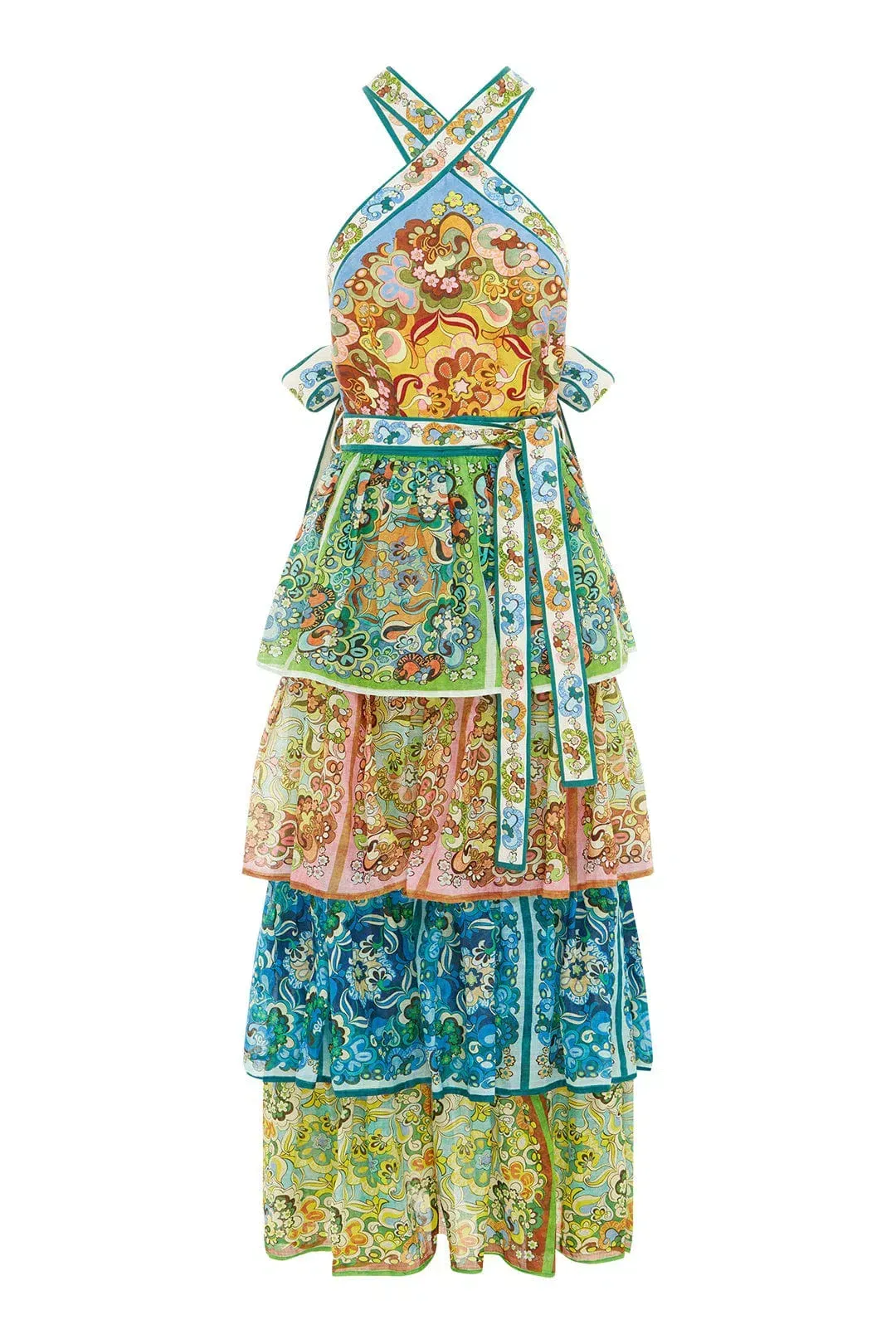 Alemais Dreamer Halter Tier Maxi Dress Multi Size 12 for rent on The Volte - main image