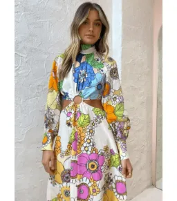 Alemais Farrah Cut Out Midi Dress Floral Size AU 14 for rent on The Volte - image 2