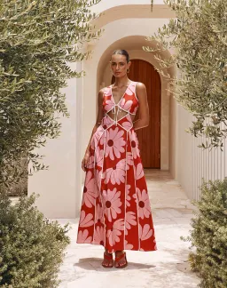 Sabo Calandra Maxi Dress in Daisy Red Size 14 for rent on The Volte - image 1