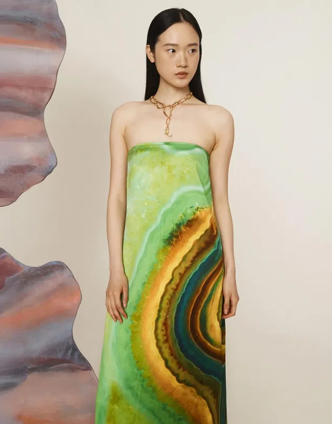 Alemais Iris Strapless Gown Green Maxi Dress XS Size 6 for rent on The Volte - main image