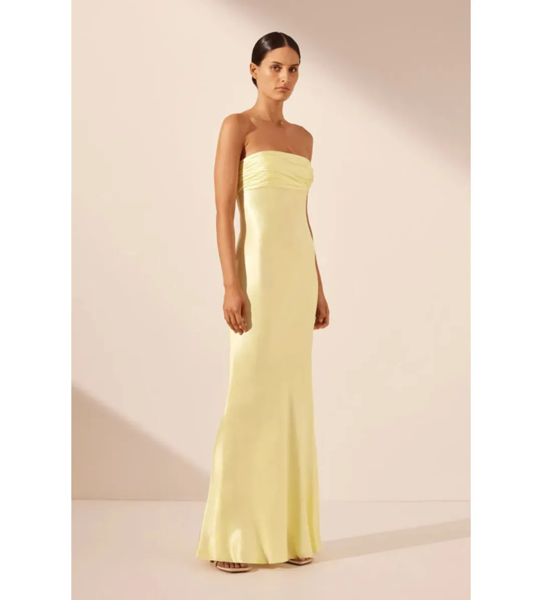 Shona Joy La Lune in Yellow Strapless Dress Size AU 8 for rent on The Volte - main image
