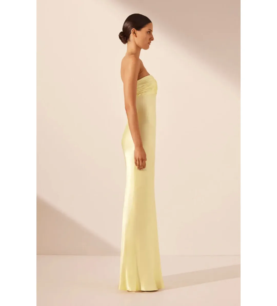 Shona Joy La Lune in Yellow Strapless Dress Size AU 8 for rent on The Volte - main image