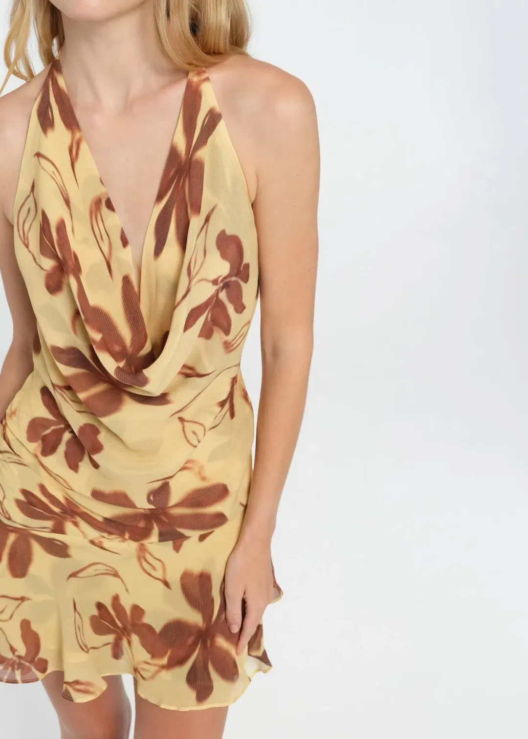 Benni Harlow Halter Mini Dress Yellow Size 8 for rent on The Volte - main image