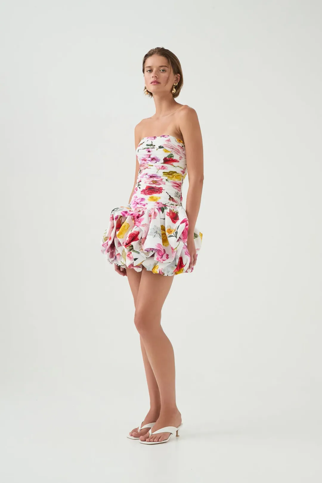 Aje Violette Bubble Hem Mini Dress Collage Floral Size 4 for rent on The Volte - main image