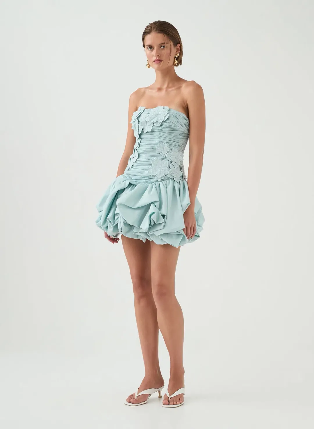 Aje Splendour Mini Dress Silver Blue Size 12 for rent on The Volte - main image