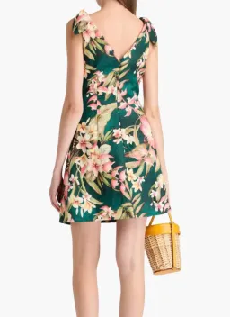 Zimmermann Lexi Pleated Floral-print Linen Mini Dress Green Size 1 /Au 10 for rent on The Volte - image 2