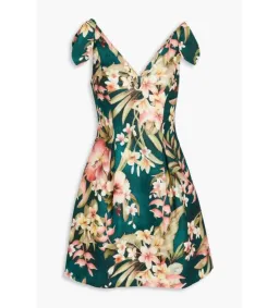 Zimmermann Lexi Pleated Floral-print Linen Mini Dress Green Size 1 /Au 10 for rent on The Volte - image 3