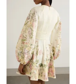 Zimmermann Waverly Plunge Tie-detailed Floral-print Linen Mini Dress Floral Size 0/Au 8 for rent on The Volte - image 2