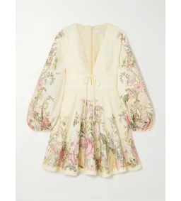 Zimmermann Waverly Plunge Tie-detailed Floral-print Linen Mini Dress Floral Size 0/Au 8 for rent on The Volte - image 3