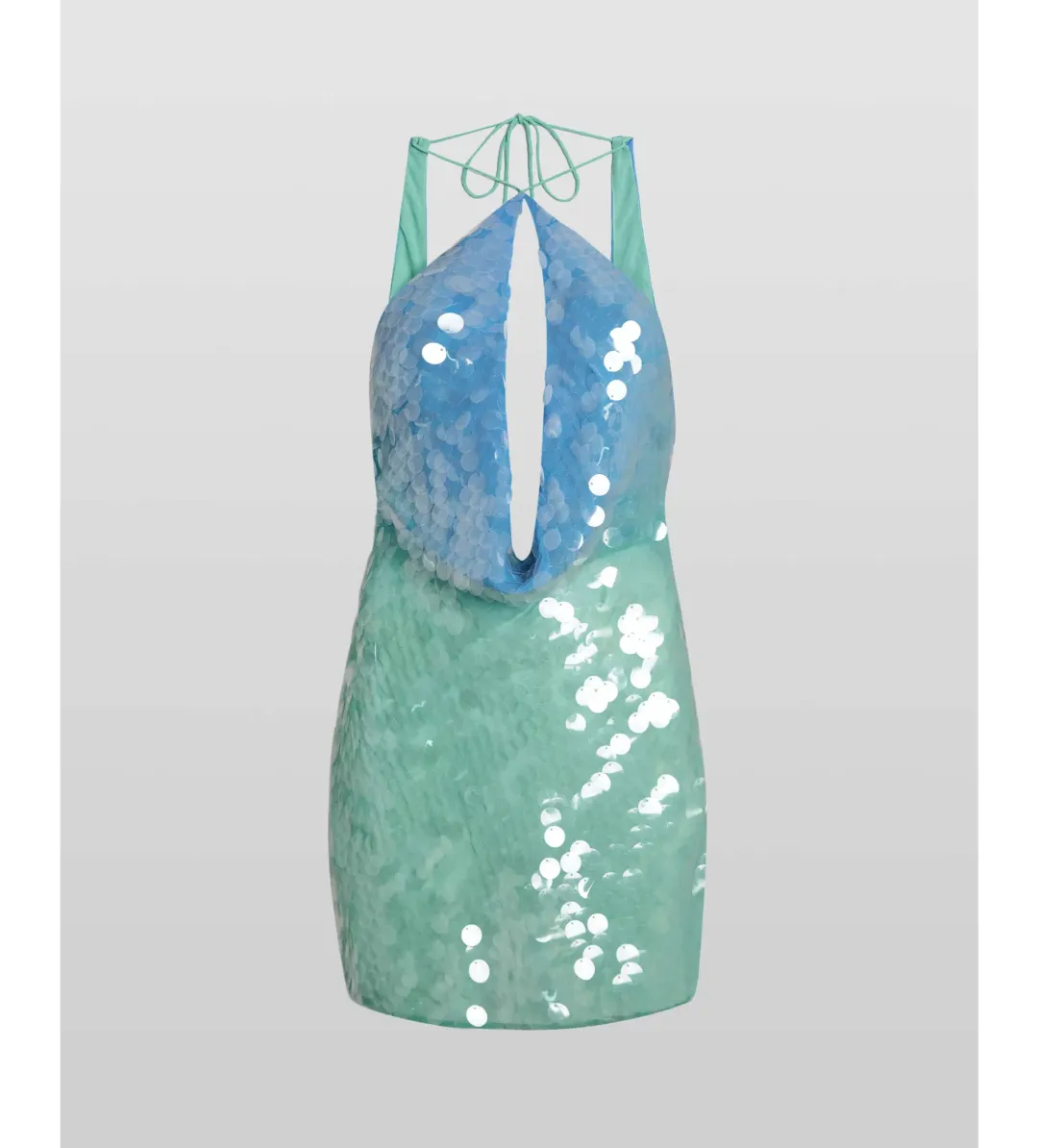 Rat & Boa Kiki Sequin Blue Green Halter Mini Size S AU 8 for rent on The Volte - main image