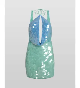 Rat & Boa Kiki Sequin Blue Green Halter Mini Size S AU 8 for rent on The Volte - image 4